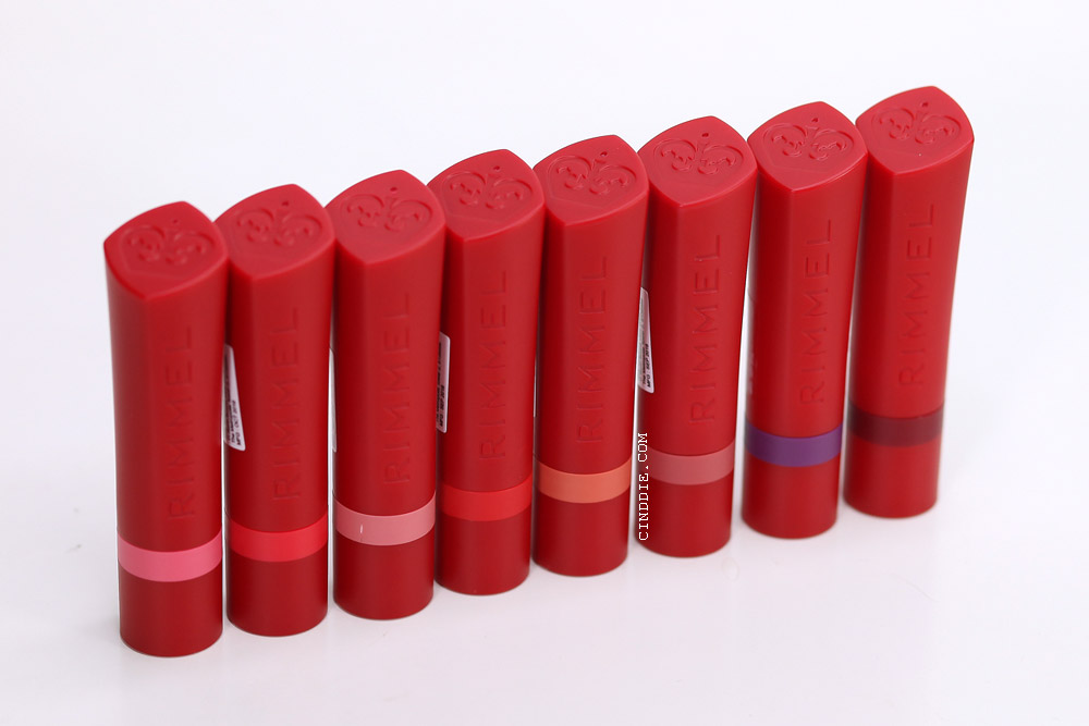 Image of Rimmel the only one matte lipstick cases lined up capped