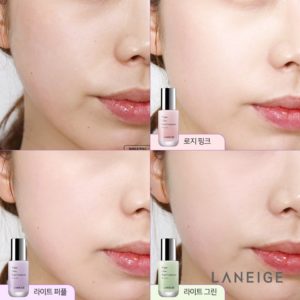Image of before and after Laneige Water glow base corrector