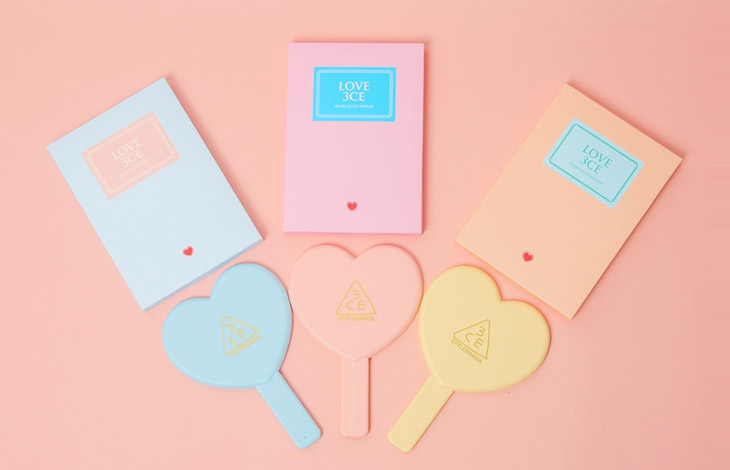 Image of 3CE Heart Hand Mirrors - 3CE Love Collection