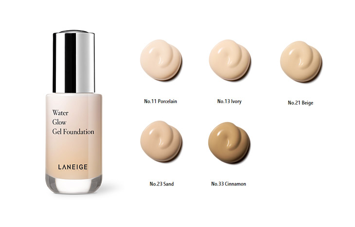 Image of Laneige Water Glow Gel Foundation Shades Swatches